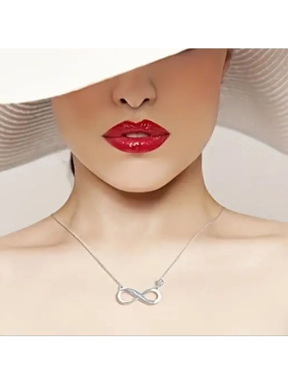 Silver Plated Zircon Infinity Necklace Bridal Wedding Pendant Necklace